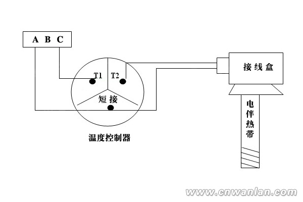 380V电伴热带系统接线示意图: